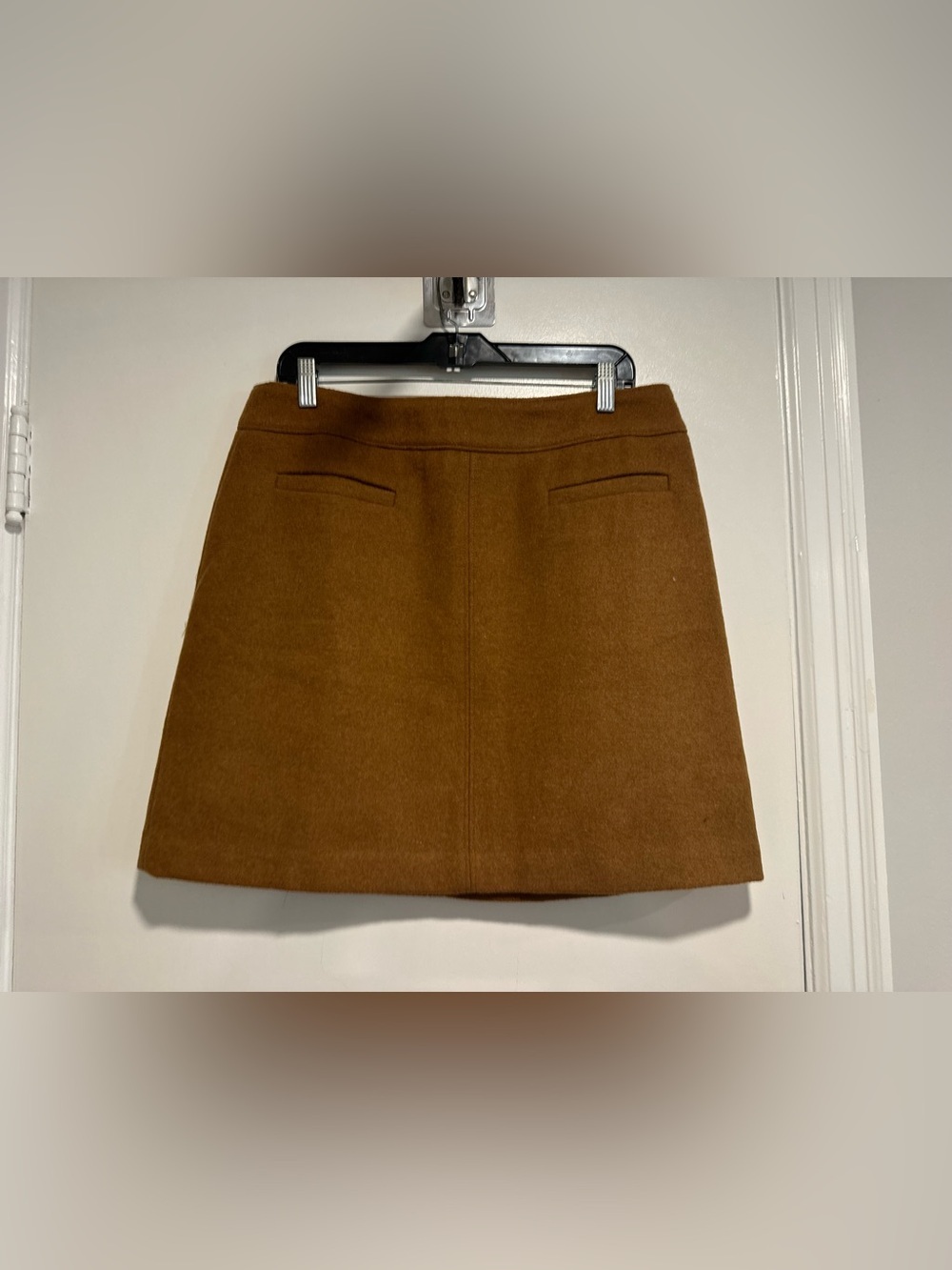 NWT LOFT Camel brown wool-blend Sz:10 A-line lined Minimalist Preppy mini skirt